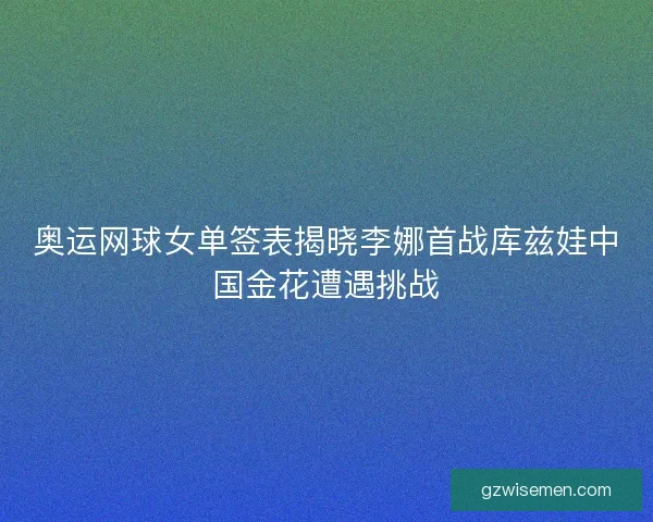 奥运网球女单签表揭晓李娜首战库兹娃中国金花遭遇挑战